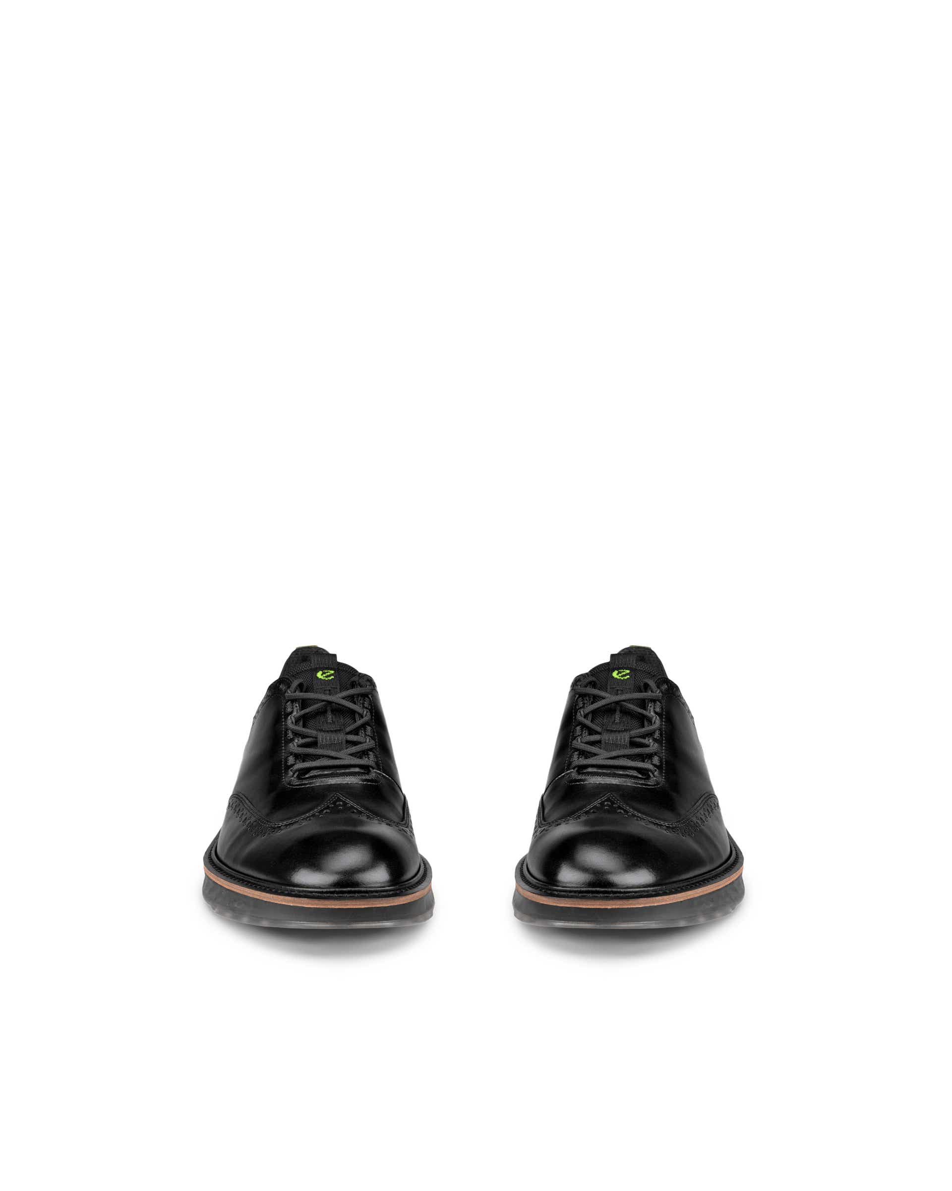 ECCO Men's ST.1 Hybrid Wingtip Shoes - Black - Front pair