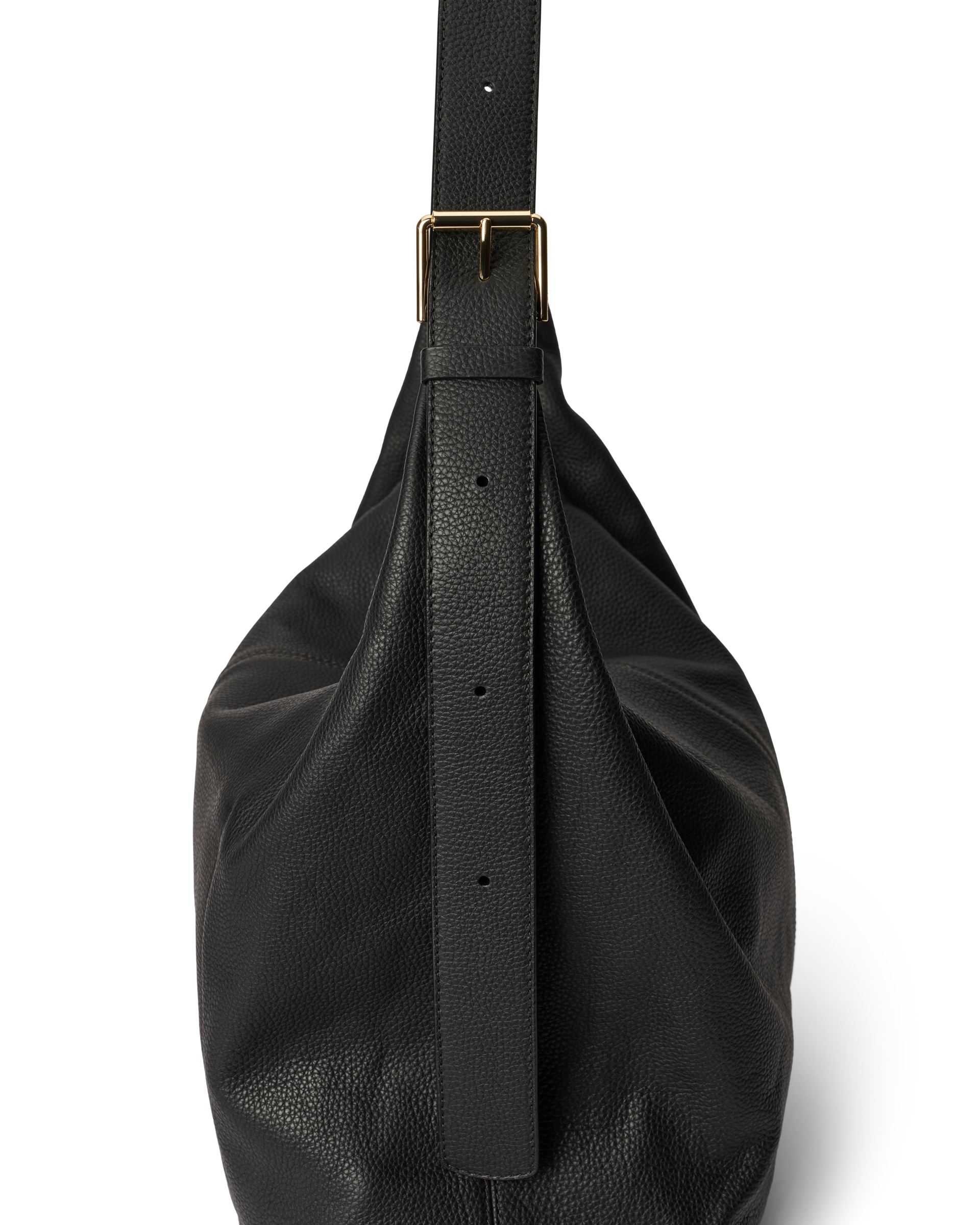 ECCO® Soft Large Pebbled Leather Hobo Bag - Black - Detail-2