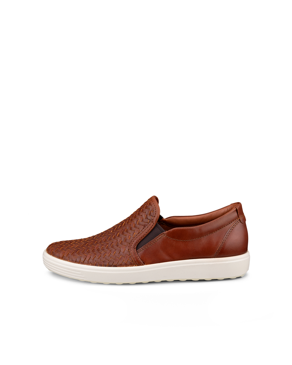 Women's ECCO® Soft 7 Leather Slip-On Sneaker - Brown - Outside