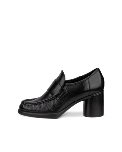 Women's ECCO® Sculpted LX 55 Leather Block-Heeled Loafer - Black - Outside