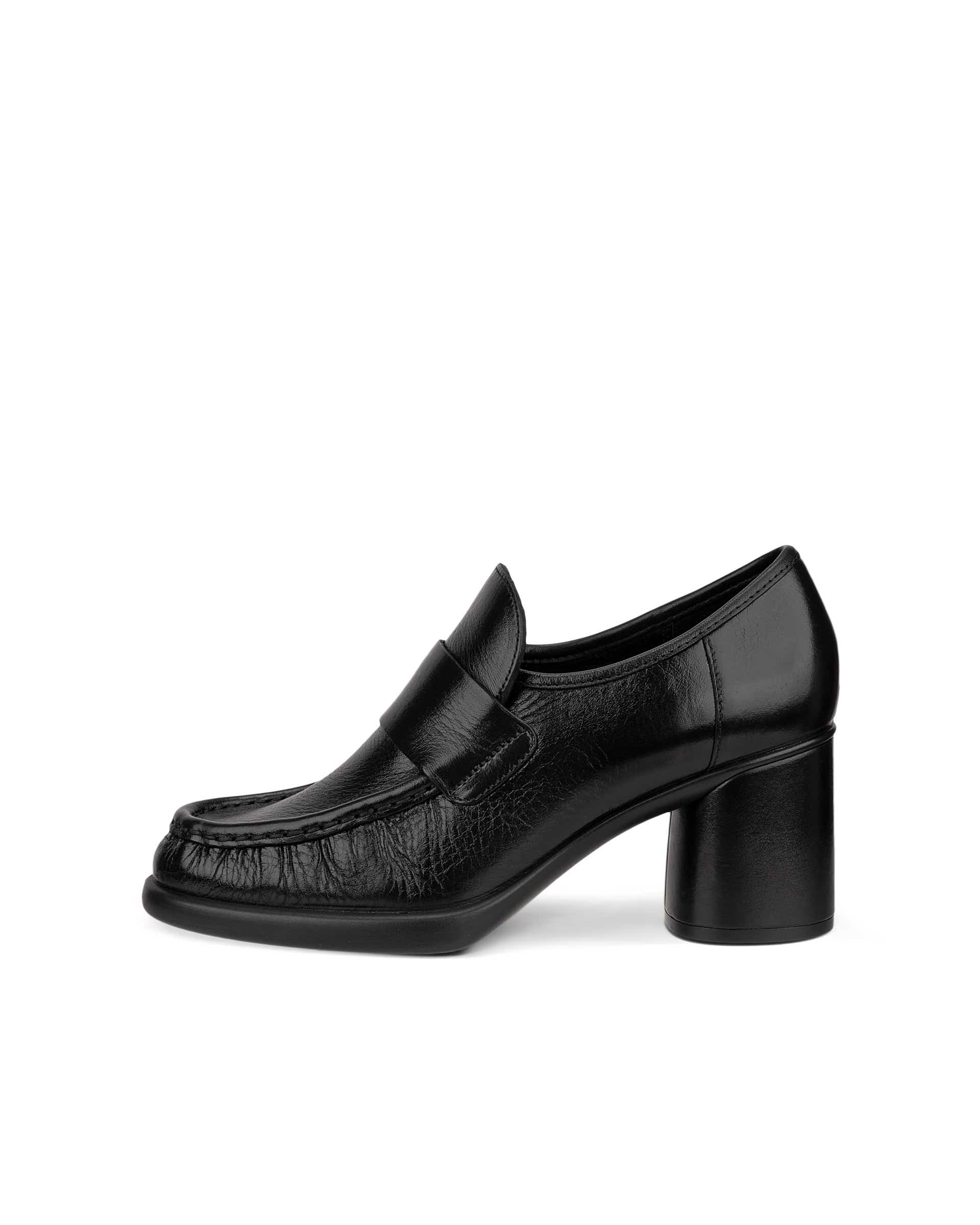 ECCO Sculpted LX 55 ウィメンズ レザーブロックヒールローファー - ブラック - Outside