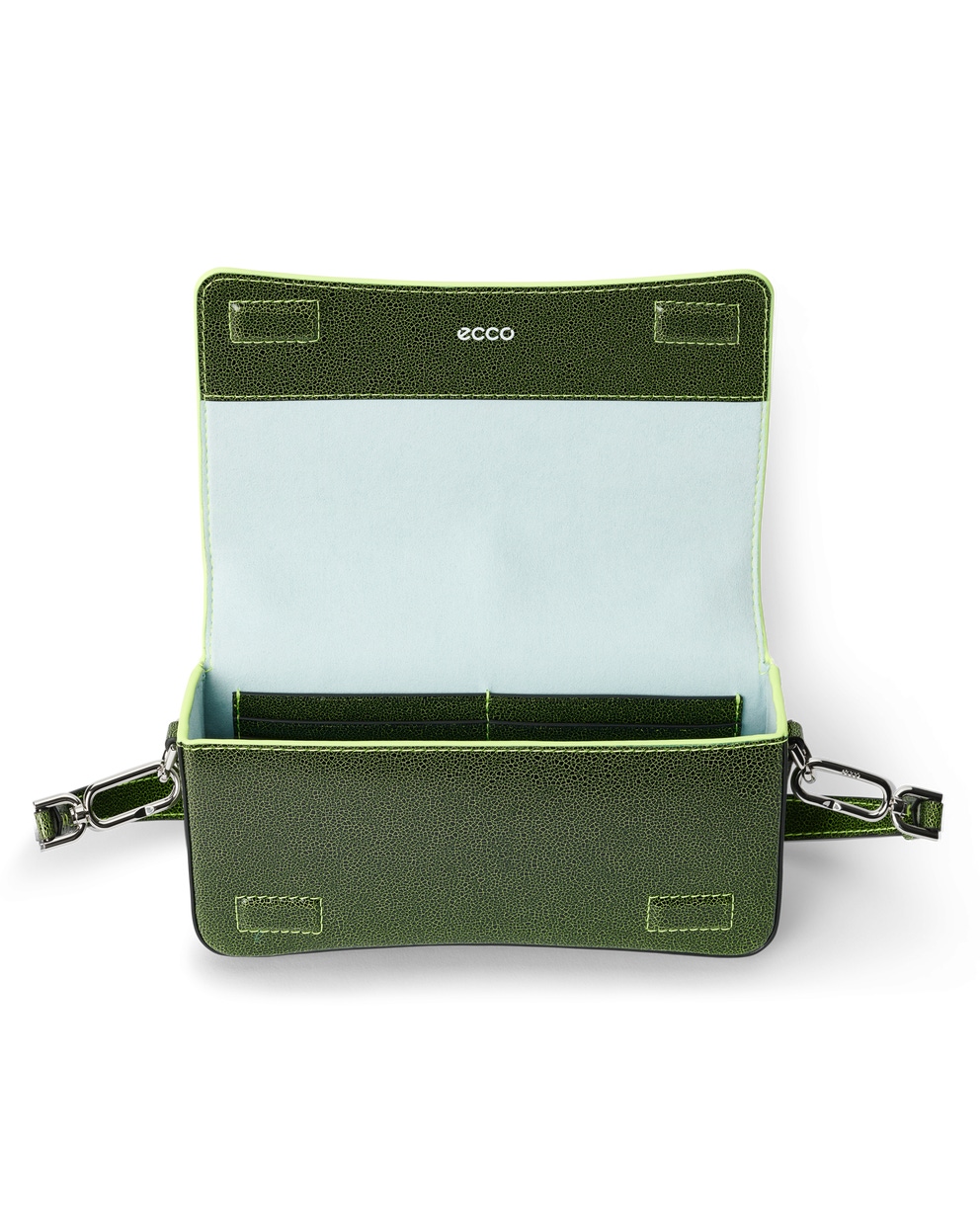 ECCO® Pinch Small Cracked Leather Shoulder Bag - Green - Inside