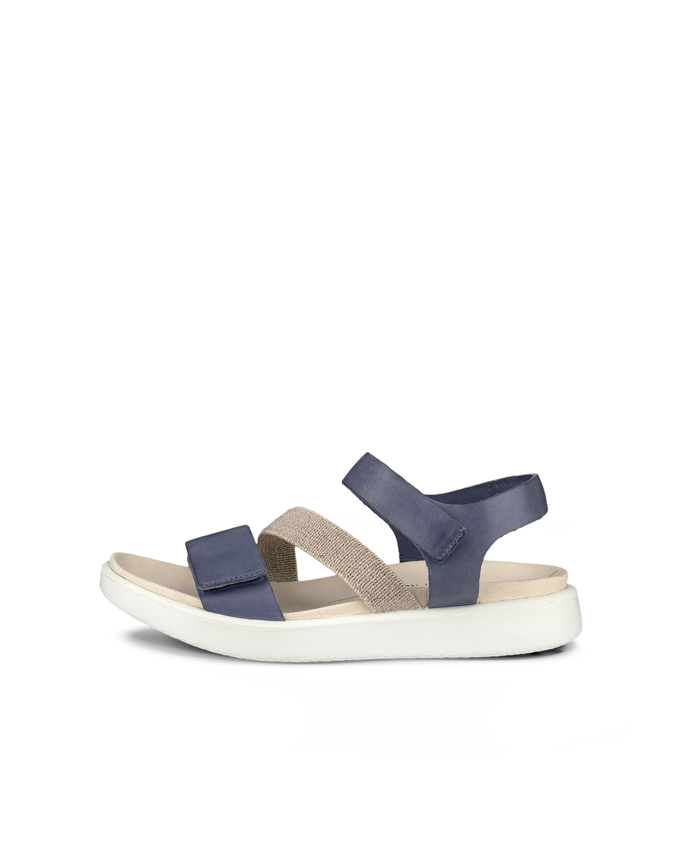 Women's ECCO® Flowt Nubuck Flat Sandal - Blue - Outside