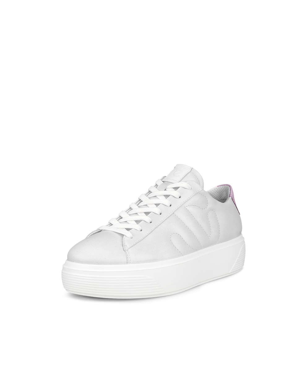 Women's ECCO® Street Platform Leather Platform Sneaker - White - Main