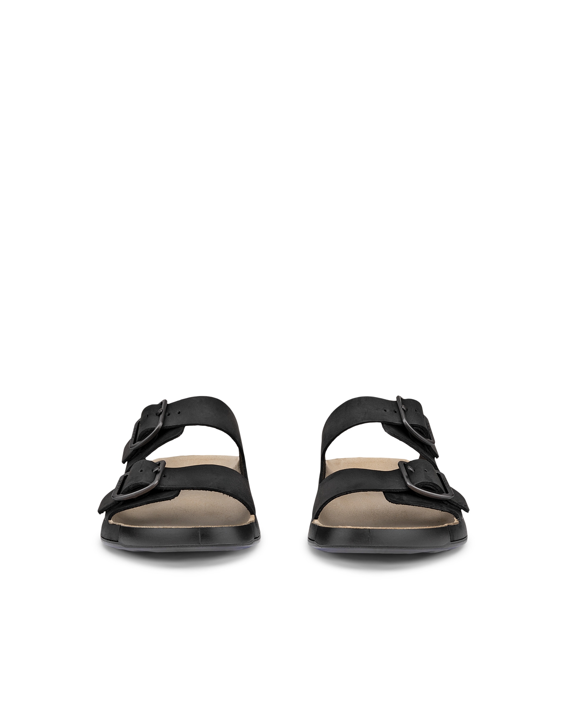 Men's ECCO® Cozmo Nubuck Two-Strap Sandal - Black - Front pair