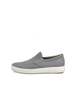 ECCO Soft 7 Mens Slip On Leather Sneakers - Grey - Outside