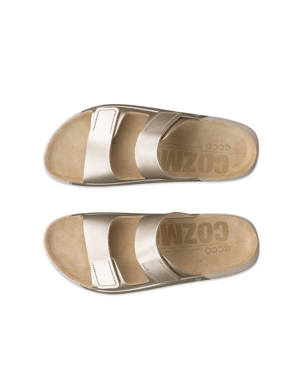 ECCO COZMO 2-STRAP WOMEN'S SLIDE SANDAL - Metallics - Top left pair