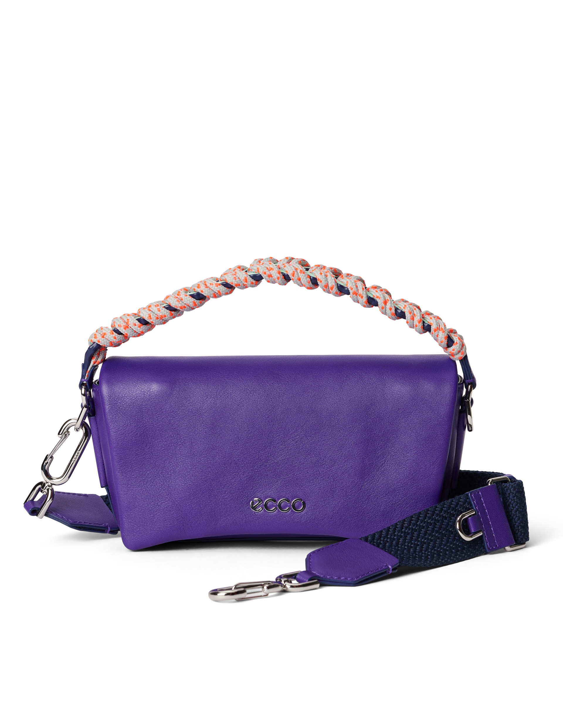 ECCO® Pinch Leather Medium Crossbody Bag - Purple - Main