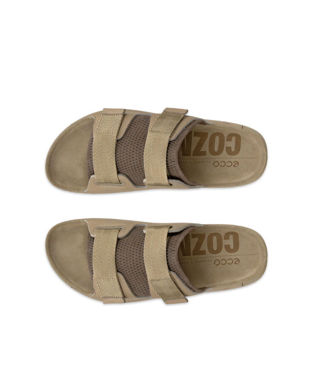 Men's ECCO® Cozmo Leather Two Strap Sandal - Brown - Top left pair