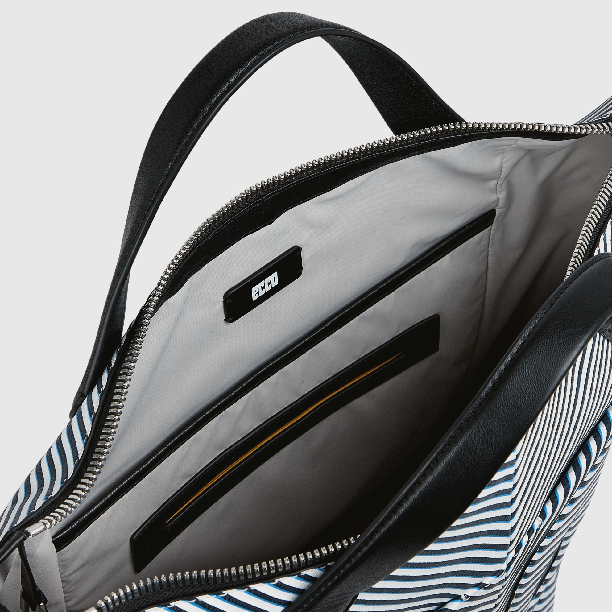 ECCO® E Stripe Leather Tote Bag - Blue - Inside