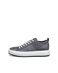 Men's ECCO® Street Ace Leather Sneaker - Grey - Outside