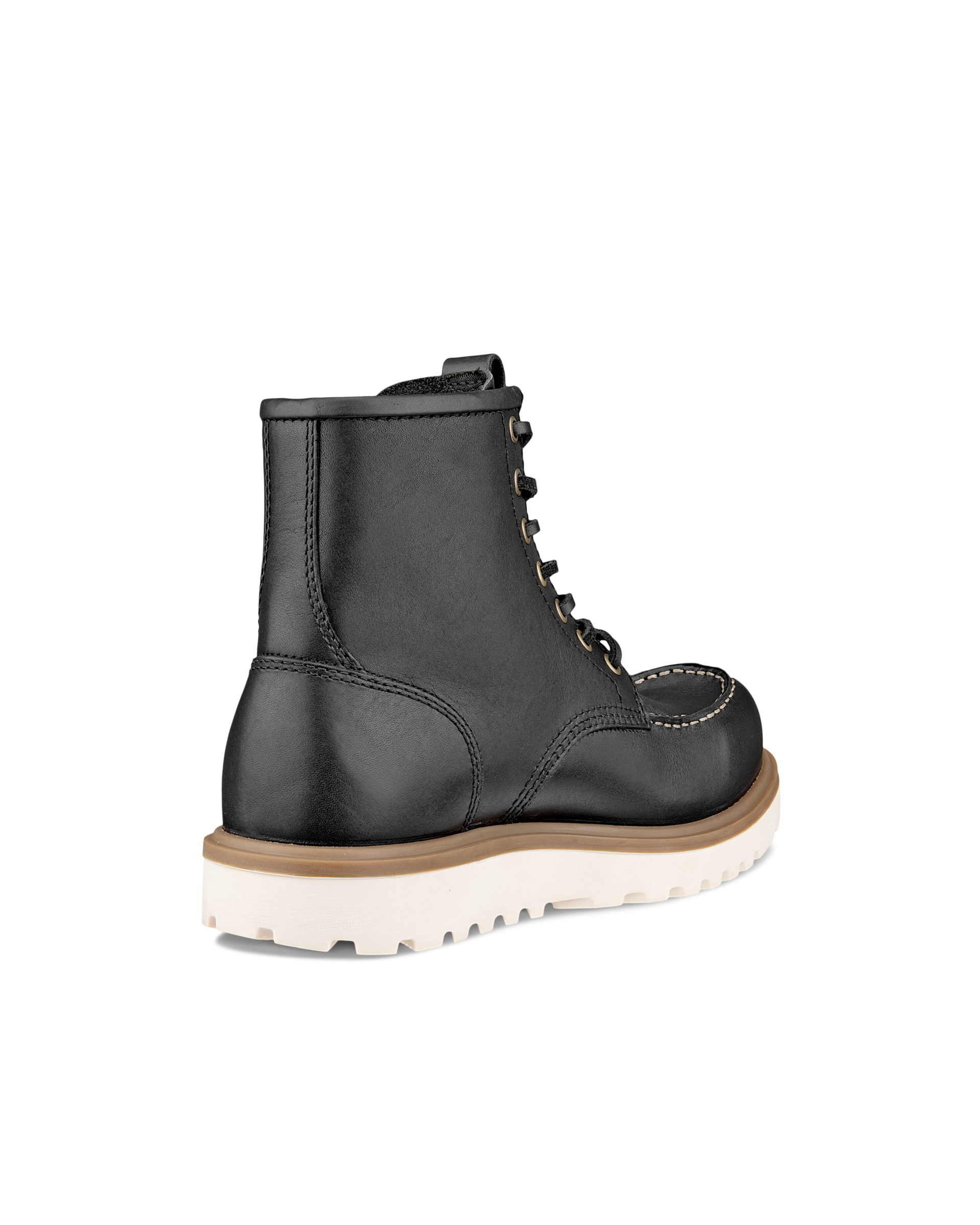 Botas de piel con puntera pespunteada ECCO® Staker para hombre - Negro - Back