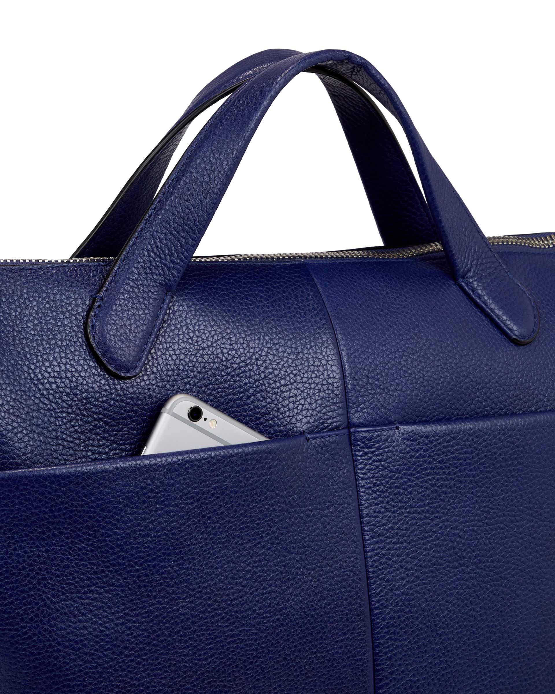 ECCO Tote Large Pebbled レザートートバッグ - 青 - Detail-2