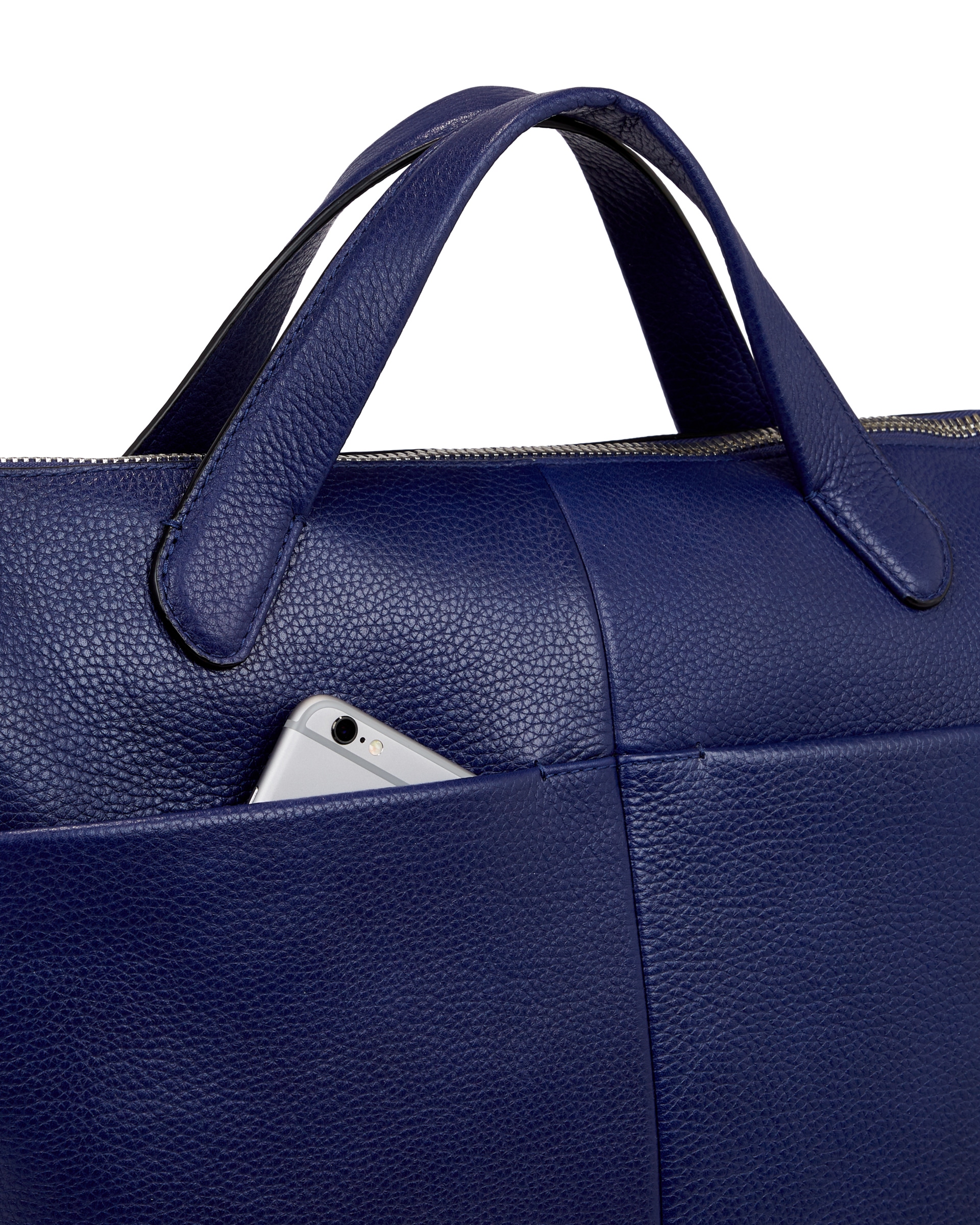 ECCO Tote Large Pebbled レザートートバッグ - 青 - Detail-2