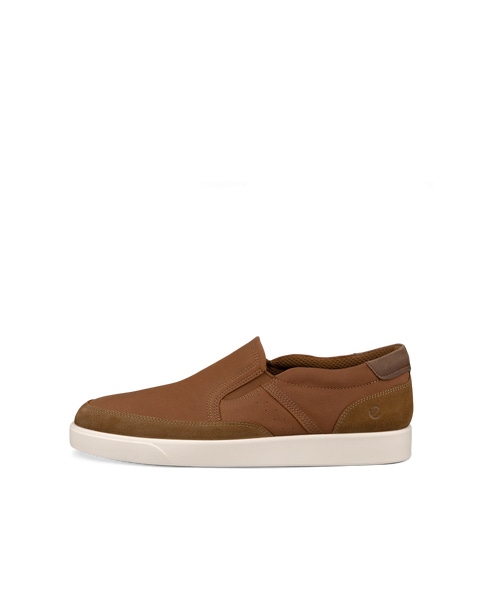 Men s ECCO Classic Nubuck Slip On Brown