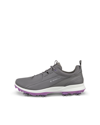 Women's ECCO® Golf BIOM Tour Leather Waterproof Spikes Shoe - Grey - Outside