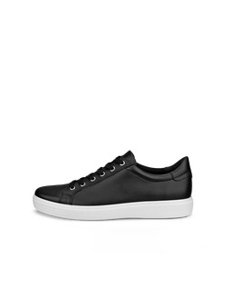 Men's ECCO® Soft Classic Leather Sneaker - Black - Outside