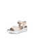 Women's ECCO® Flowt Leather Cork Heeled Wedge Sandal - Beige - Main