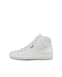 Women's ECCO® Soft 7 Leather High-Top Sneaker - White - Outside