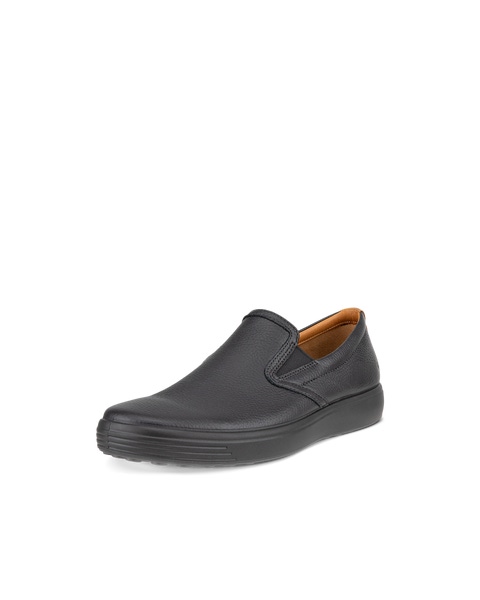 Men s ECCO Soft 7 Leather Slip On Black