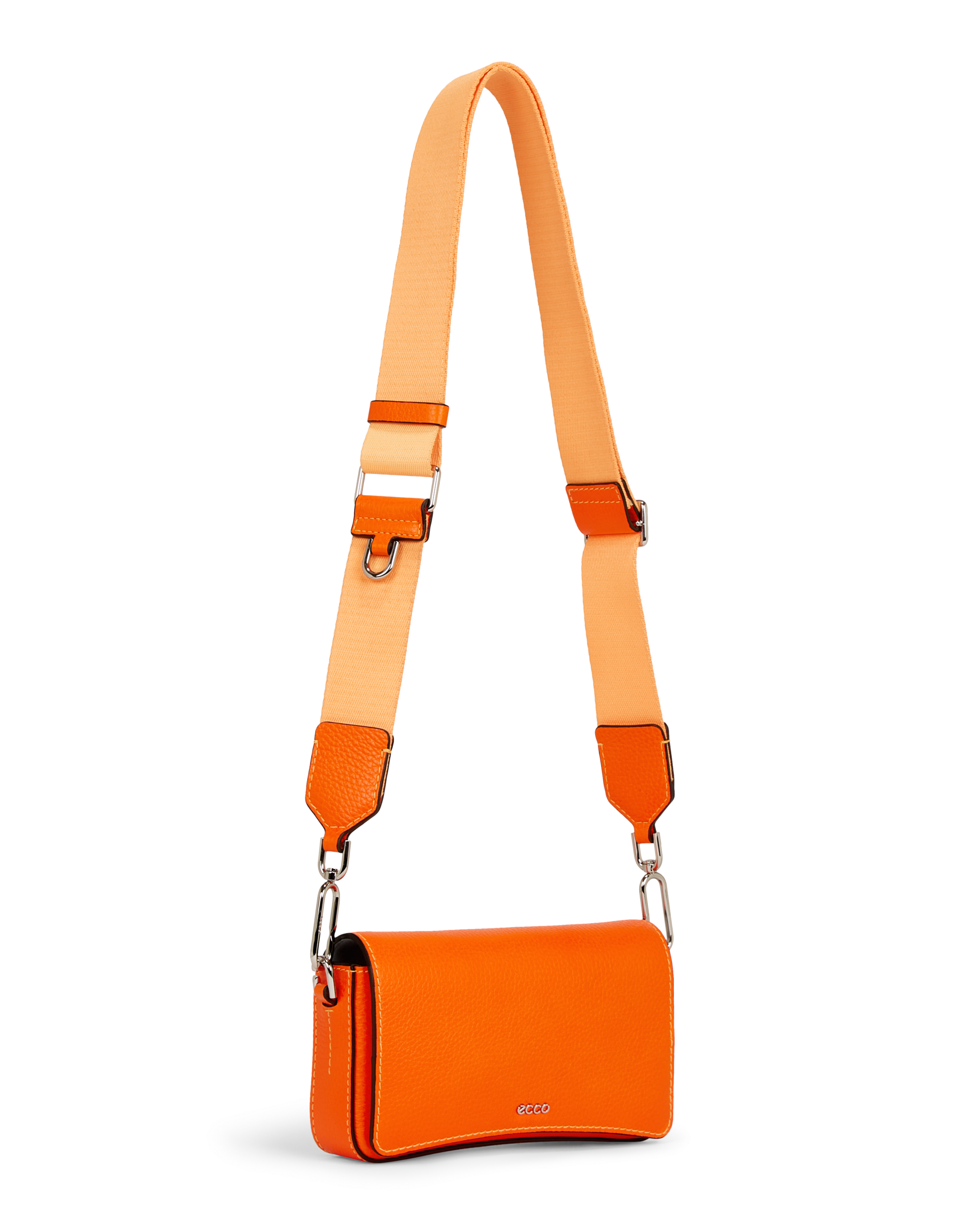 ECCO® Pinch Small Pebbled Leather Pinch Crossbody Bag - Orange - Main