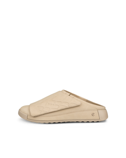 Men's ECCO® Cozmo Nubuck Mule Sandal - Beige - Outside