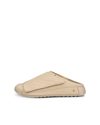 Men's ECCO® Cozmo Shoe Leather Mule Sandal - Beige - Outside