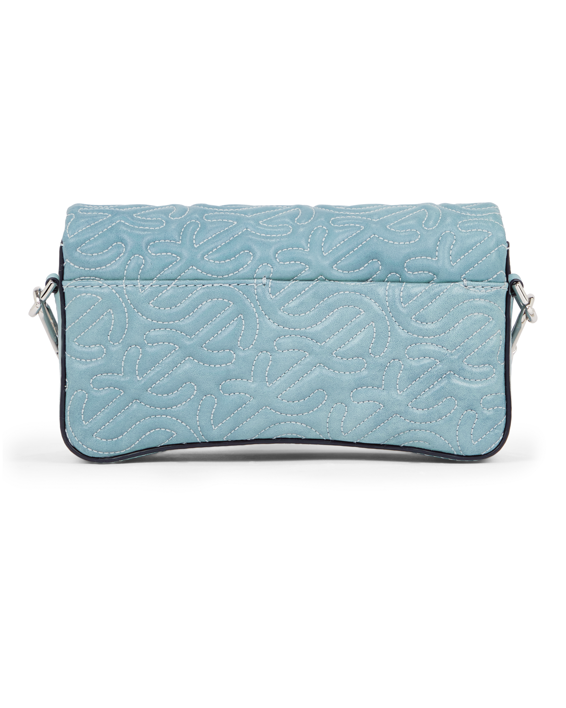 ECCO® Pinch Small Quilted Wave Indigo Leather Crossbody Bag - Blue - Back