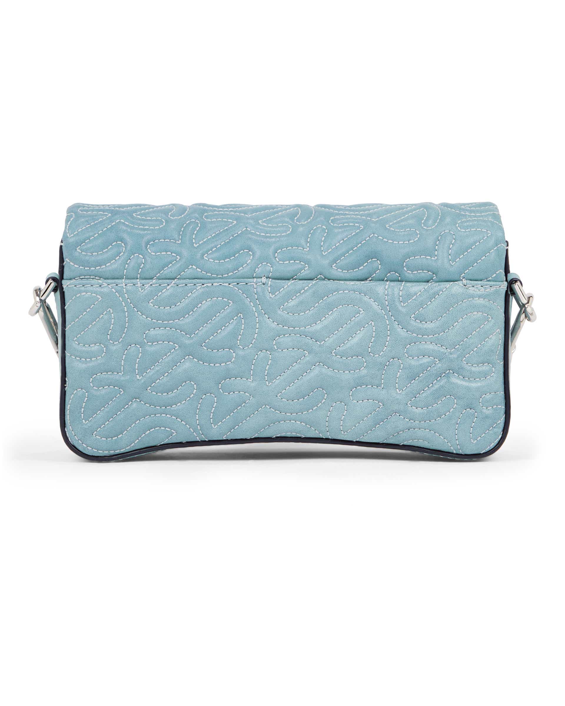 ECCO Pinch Small Quilted Wave Indigo レザークロスボディバッグ - 青 - Back