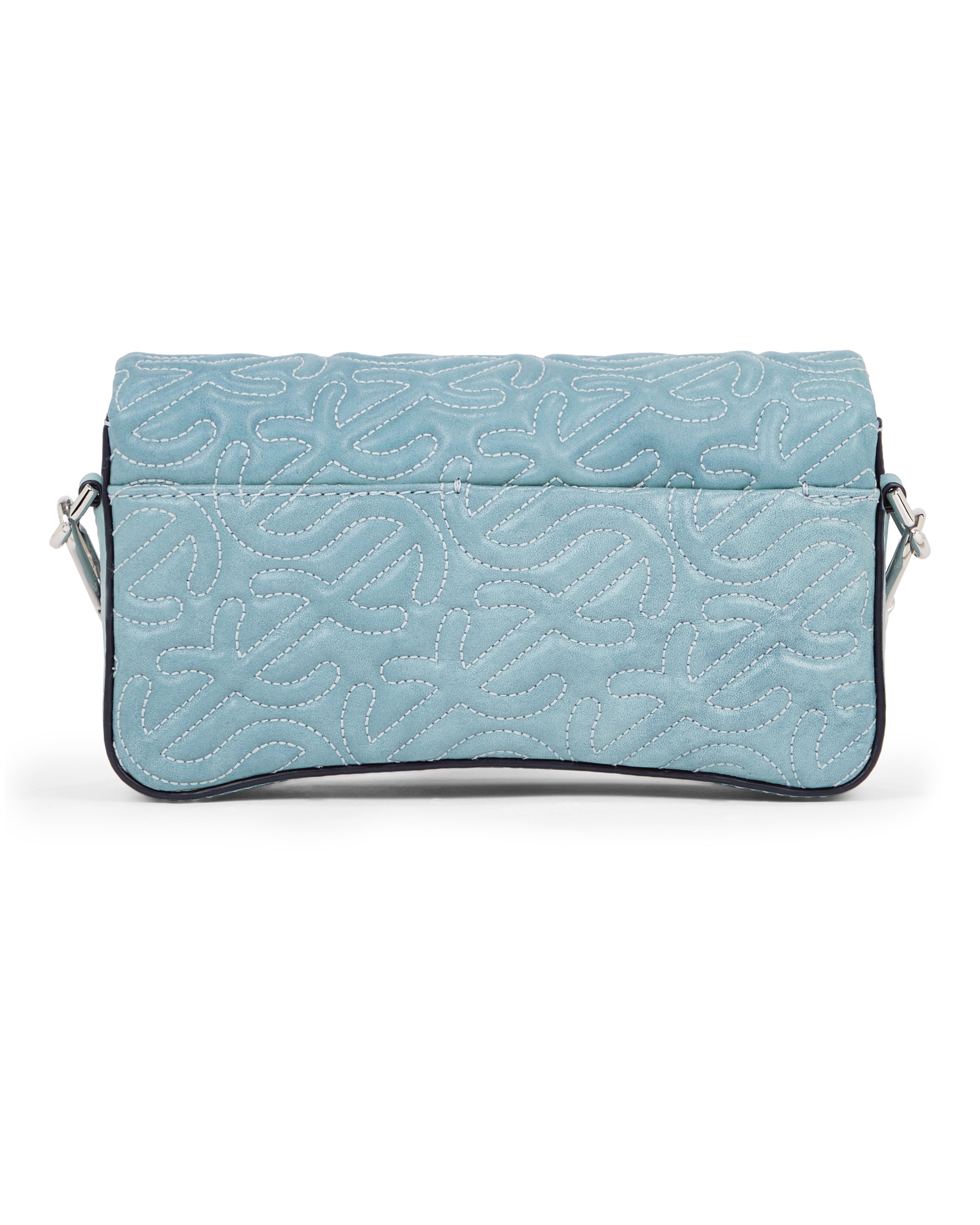 ECCO Pinch Small Quilted Wave Indigo レザークロスボディバッグ - 青 - Back