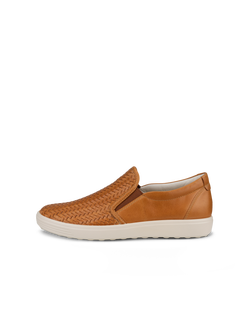 Women's ECCO® Soft 7 Leather Slip-On Sneaker - Brown - Outside