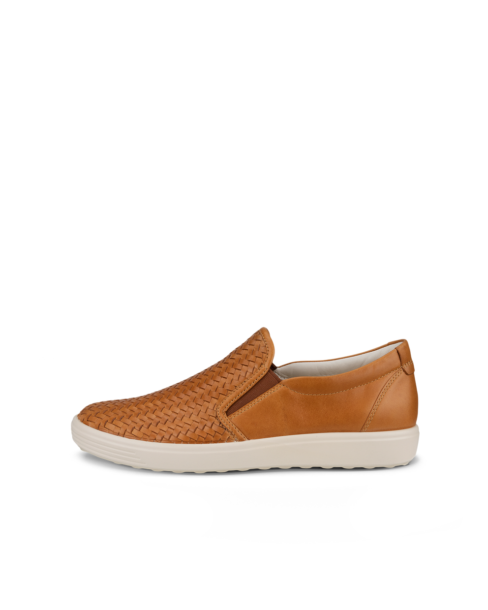 Women's ECCO® Soft 7 Leather Slip-On Sneaker - Brown - Outside