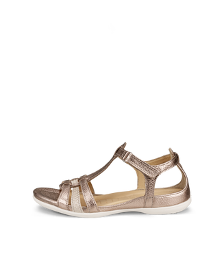 Sandalias de piel con tira en T ECCO® Flash para mujer - Gris - Outside