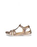 Women's ECCO® Flash Leather T-Bar Sandal - Beige - Outside