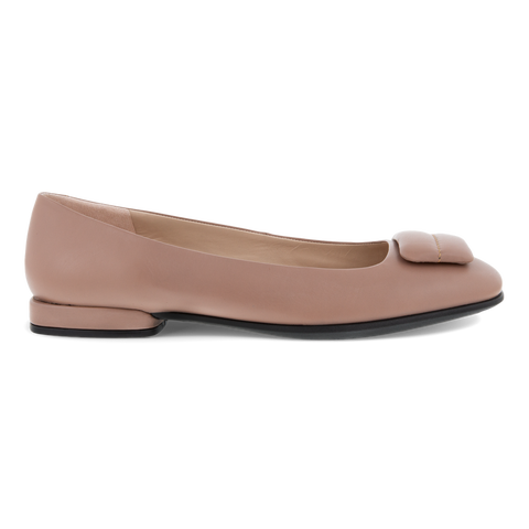 ECCO Anine Squared Ballet Flat With Padded Ornament - Beige - Outside