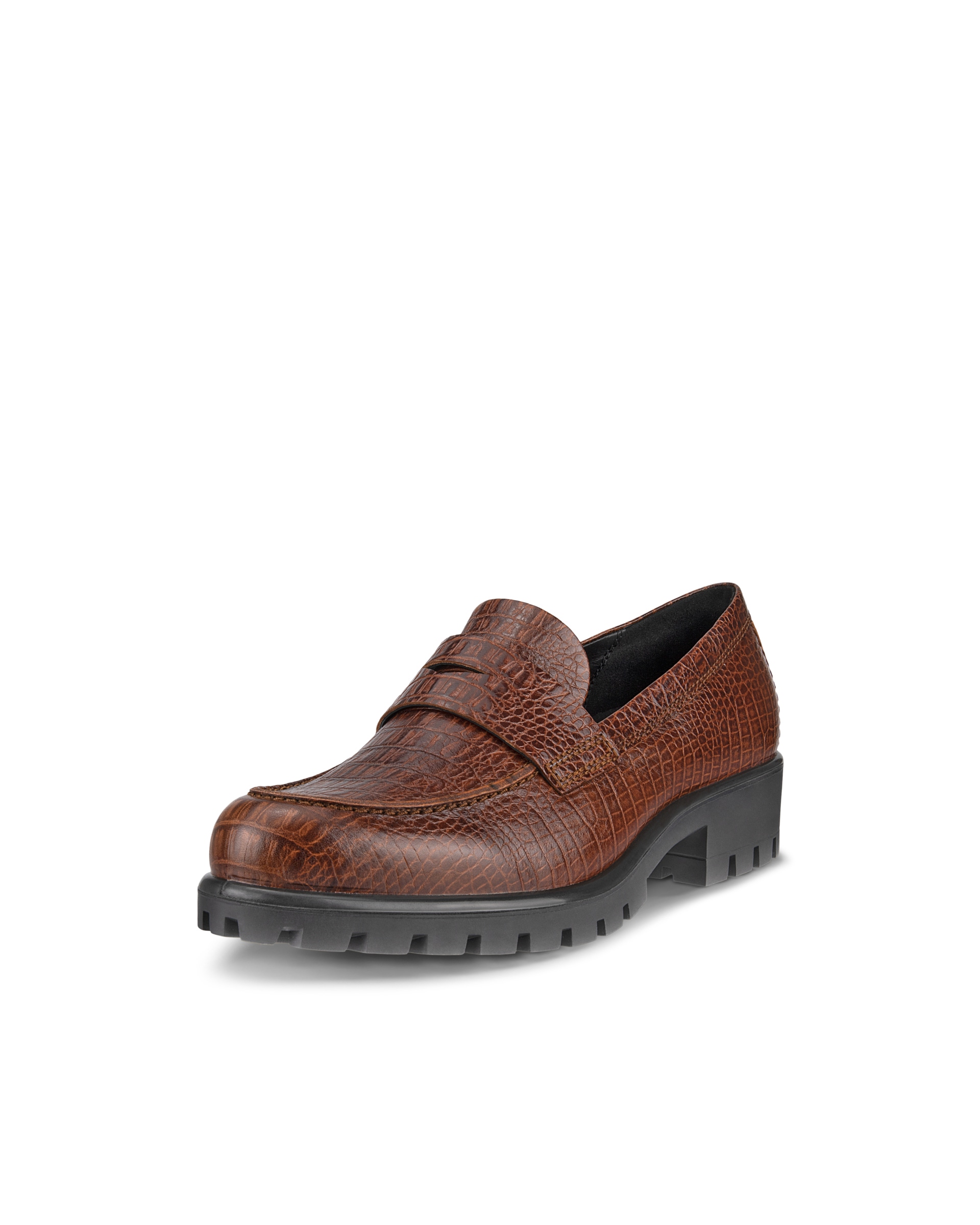 Women's ECCO® Modtray Leather Loafer - Brown - Main