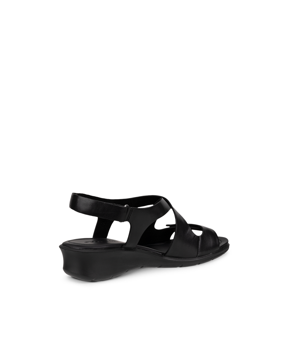 Women's ECCO® Felicia Leather Wedge Sandal - Black - Back