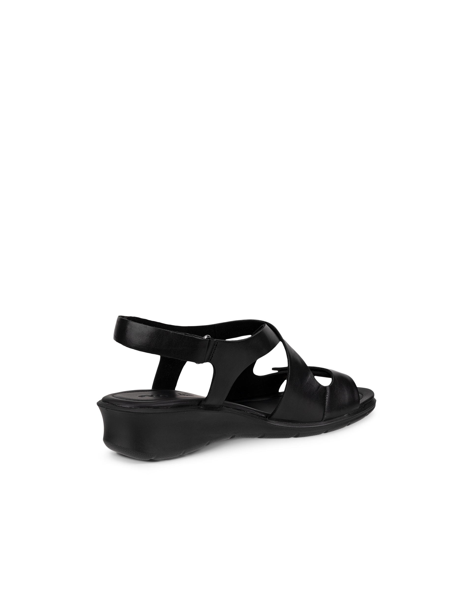 Women's ECCO® Felicia Leather Wedge Sandal - Black - Back