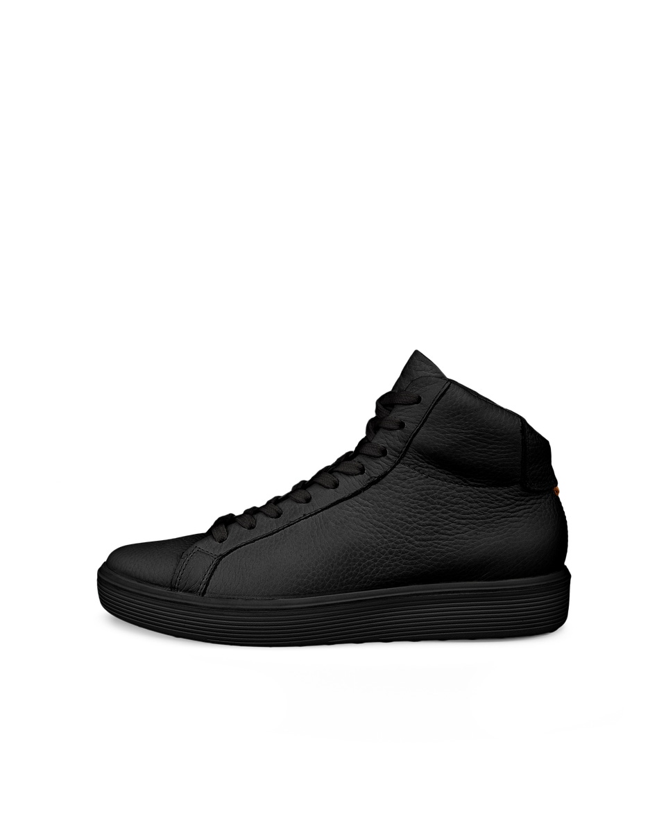 Women s ECCO Soft 60 Leather High Top Sneaker Black