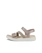 Women's ECCO® Flowt Leather Flat Sandal - Grey - Outside