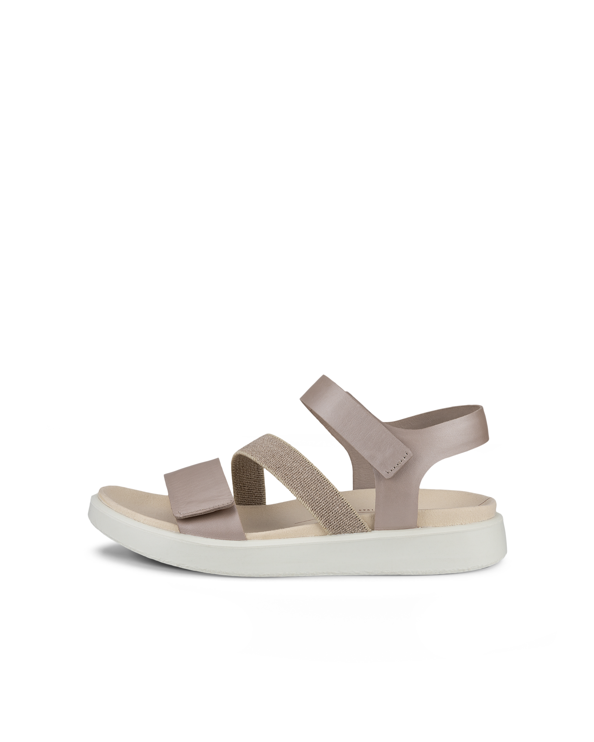 Women's ECCO® Flowt Leather Flat Sandal - Grey - Outside