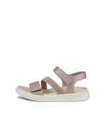 Women's ECCO® Flowt Leather Flat Sandal - Grey - Outside