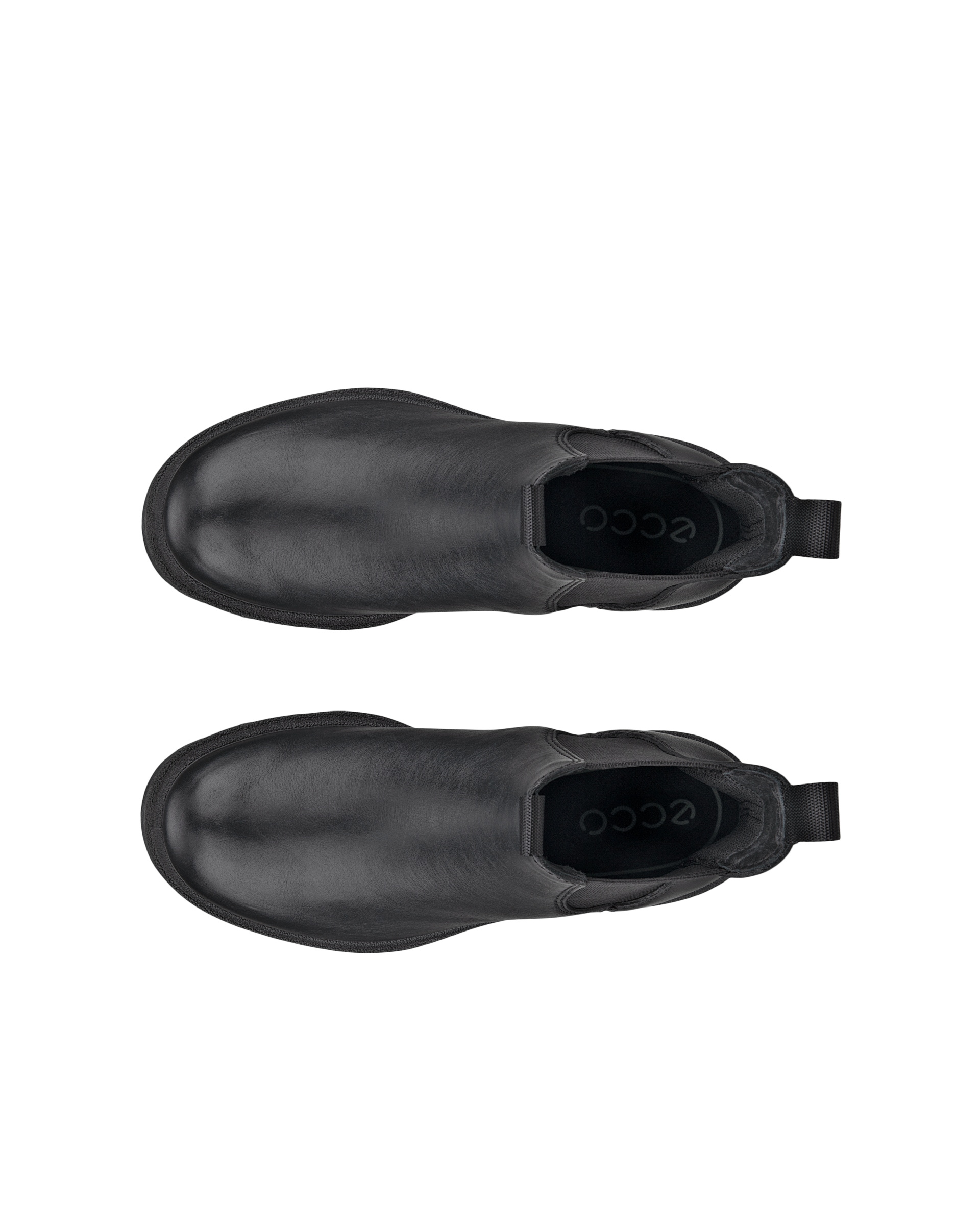 ECCO Grainer ウィメンズ レザーチェルシーブーツ - 黒 - Top left pair