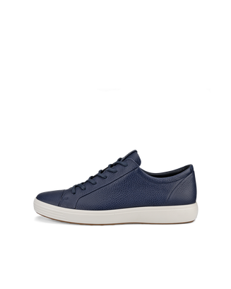 Men's ECCO® Soft 7 Leather Sneaker - Blue - Outside