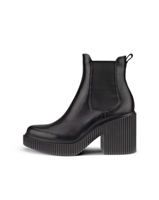 여성용 ECCO Fluted Heel 가죽 첼시 부츠 - Black - Outside