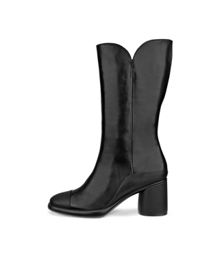 Women's ECCO® Sculpted LX 55 Leather Block-Heeled High-Cut Boot - Black - Outside