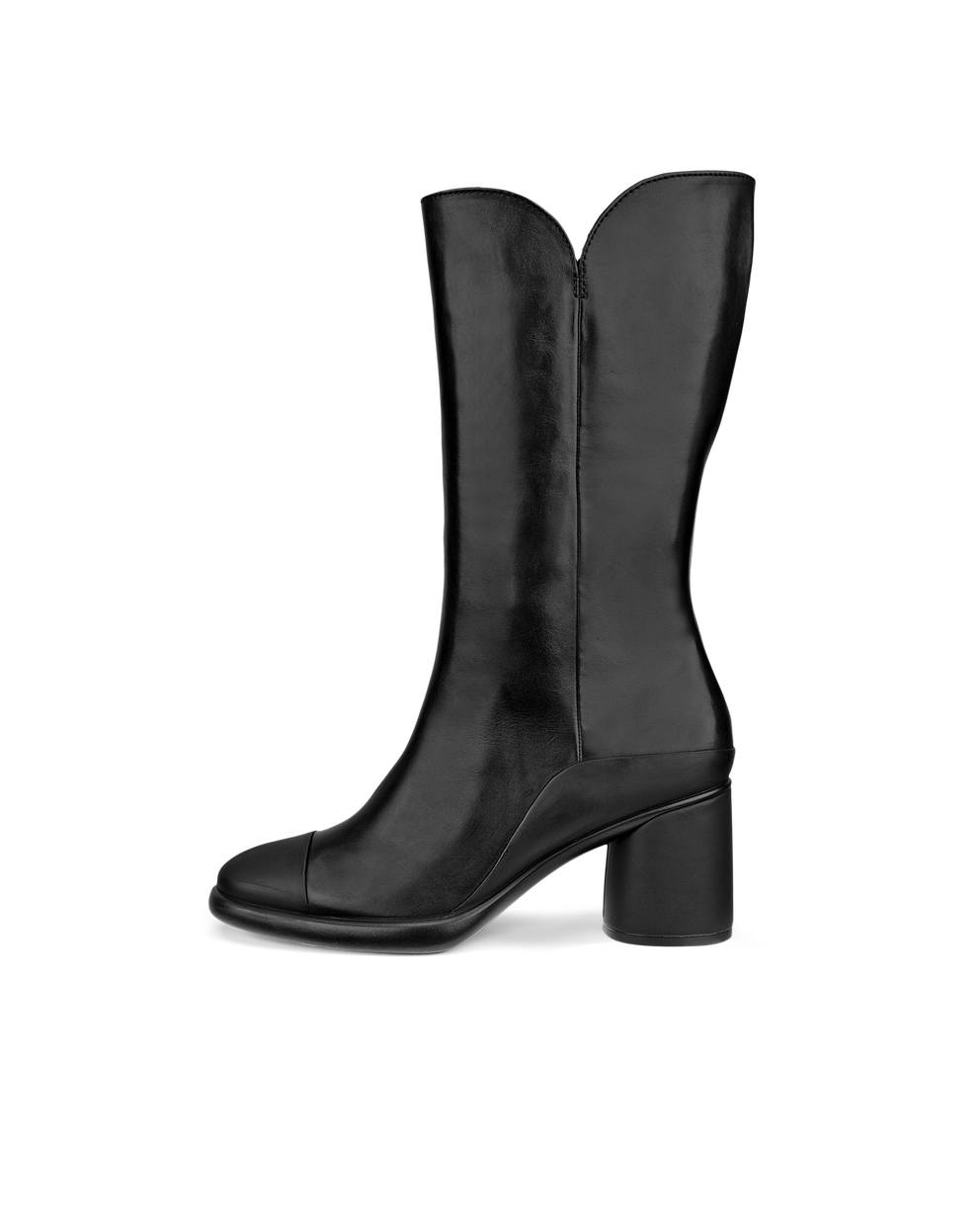 Women's ECCO® Sculpted LX 55 Leather Block-Heeled High-Cut Boot - Black - Outside