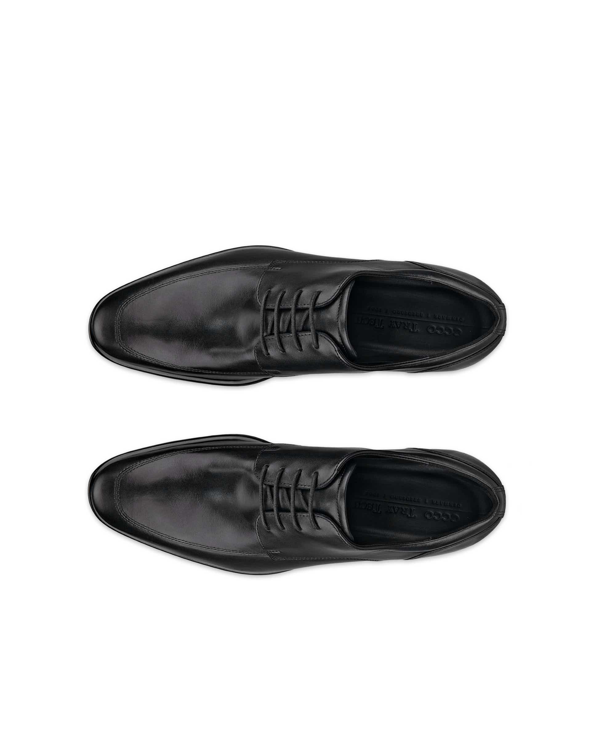 Men's ECCO® Citytray Leather Derby Shoe - Black - Top left pair