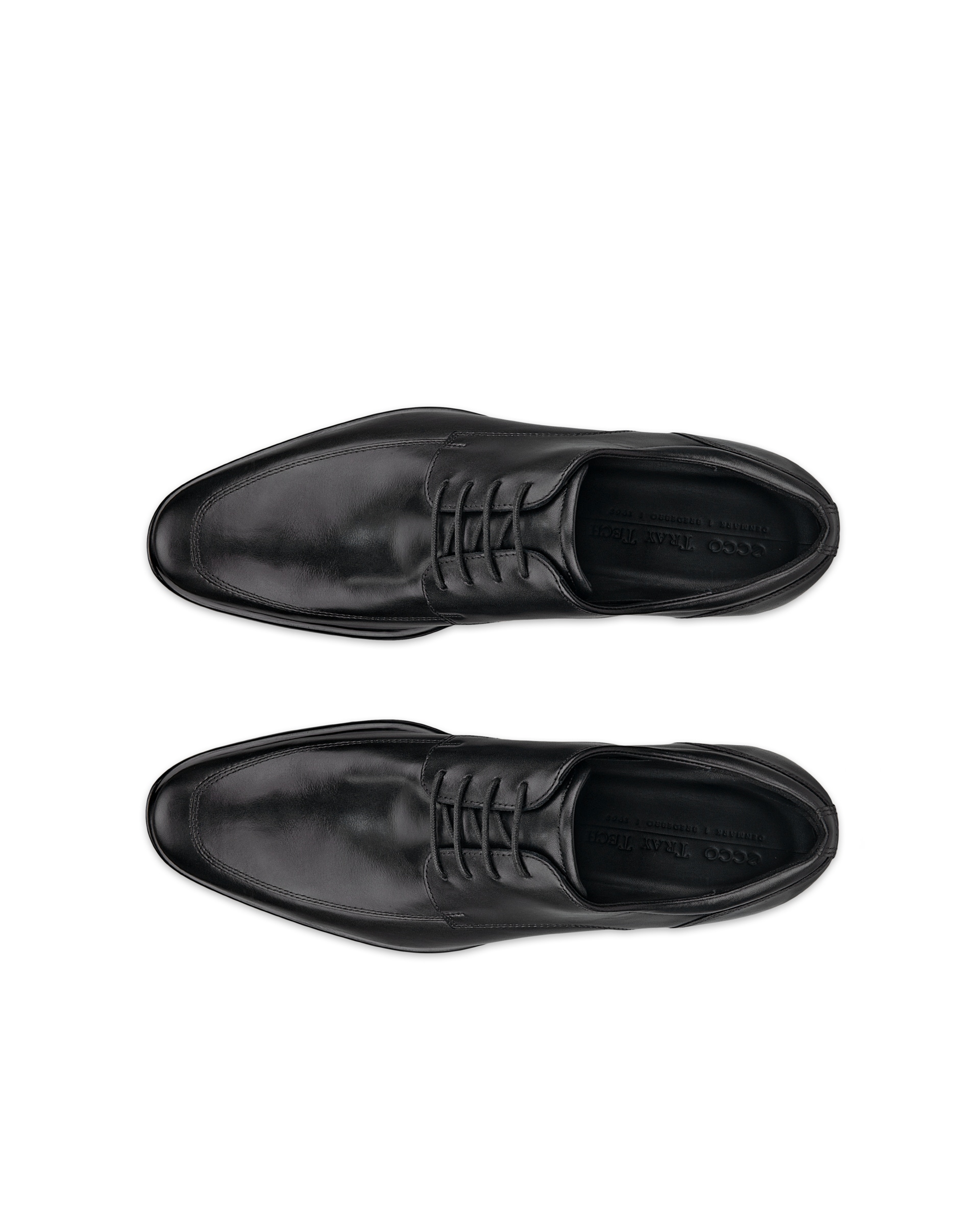 Men's ECCO® Citytray Leather Derby Shoe - Black - Top left pair