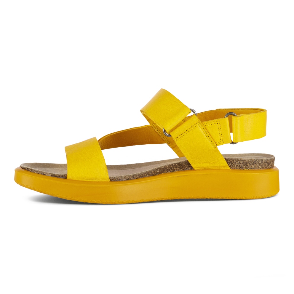 Women's ECCO® Corksphere Leather Sandal - Yellow - Inside